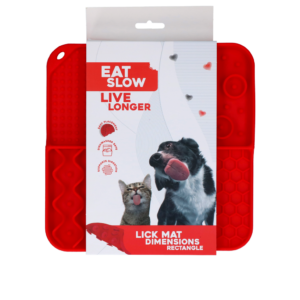 Eat Slow Live Longer Lick Mat Rectangle Rood - 21 x 21 cm