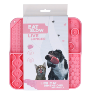 Eat Slow Live Longer Lick Mat Rectangle Roze - 21 x 21 cm