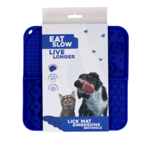 Eat Slow Live Longer Lick Mat Rectangle Blauw 21x21 cm