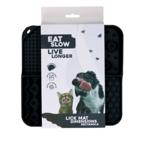 Eat Slow Live Longer Lick Mat Rectangle Grijs 21 x 21 cm