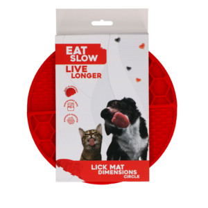 Eat Slow Live Longer Lick Mat Rood 21 cm - Ronde Likmat voor Honden en Katten