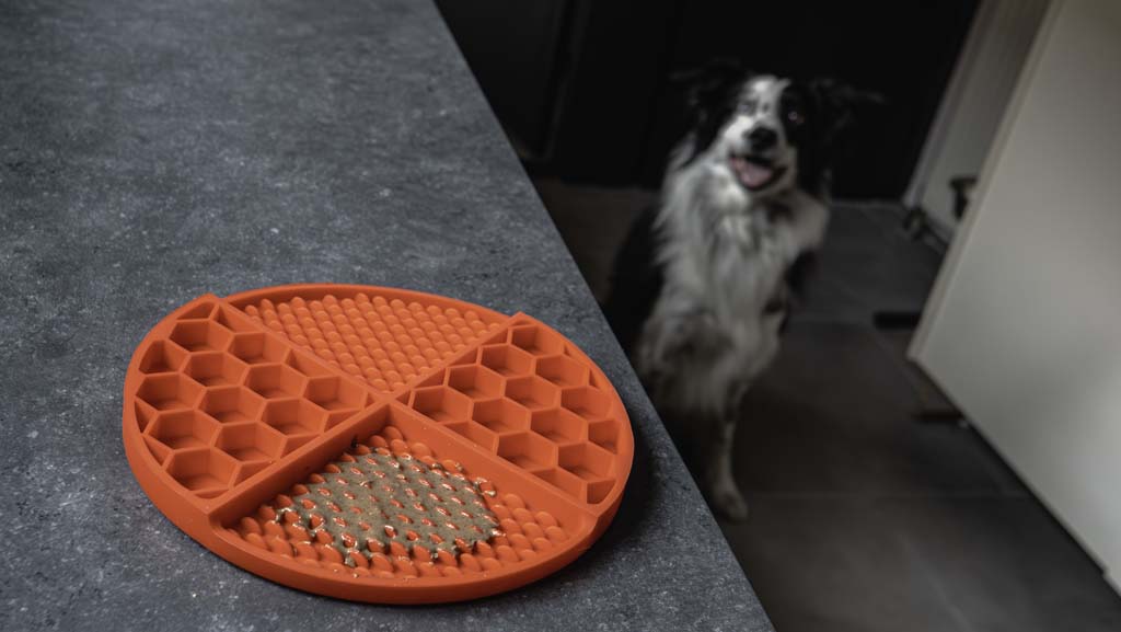 Eat Slow Live Longer Lick Mat Rood 21 cm - Ronde Likmat voor Honden en Katten - afbeelding 6