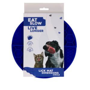 Eat Slow Live Longer Lick Mat Rond Blauw 21 cm