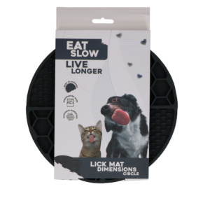 Eat Slow Live Longer Lick Mat Diameter 21 cm Grijs