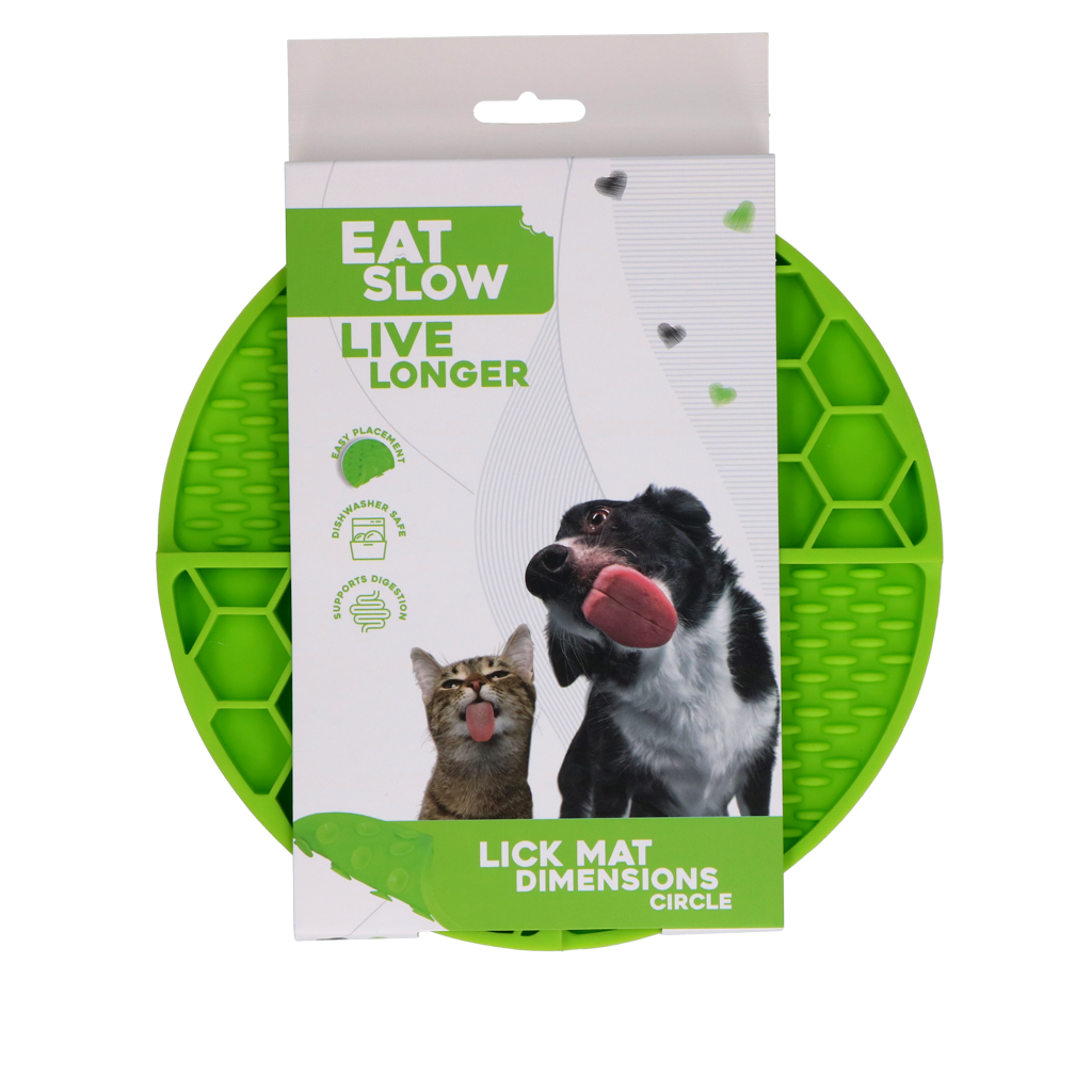 Eat Slow Live Longer Lick Mat Ronde 21 cm Groen - afbeelding 1