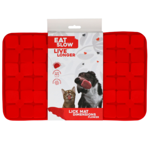 Eat Slow Live Longer Lick Mat Flower Rood 21 x 34 cm