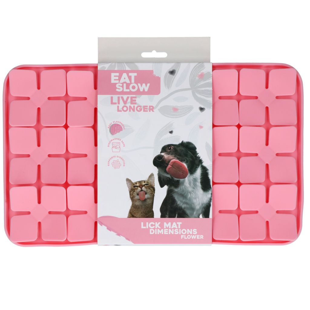 Eat Slow Live Longer Lick Mat Flower Roze 21 x 34 cm - afbeelding 1