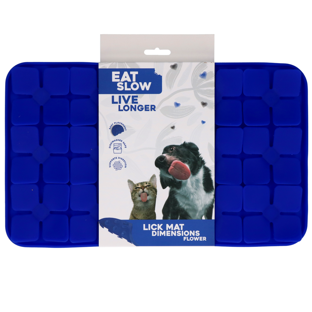 Eat Slow Live Longer Lick Mat Flower Blauw 21 x 34 cm - afbeelding 1