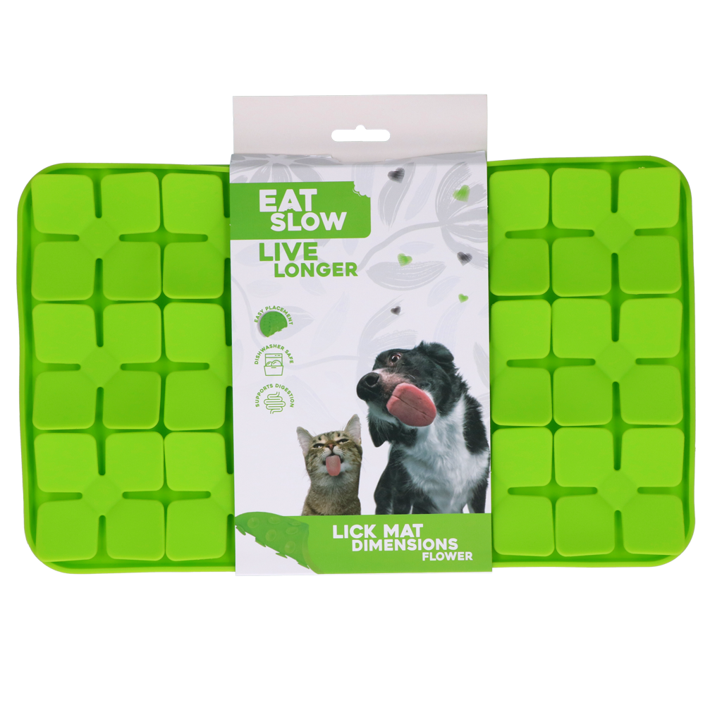 Eat Slow Live Longer Lick Mat Flower Groen 21 x 34 cm - afbeelding 1