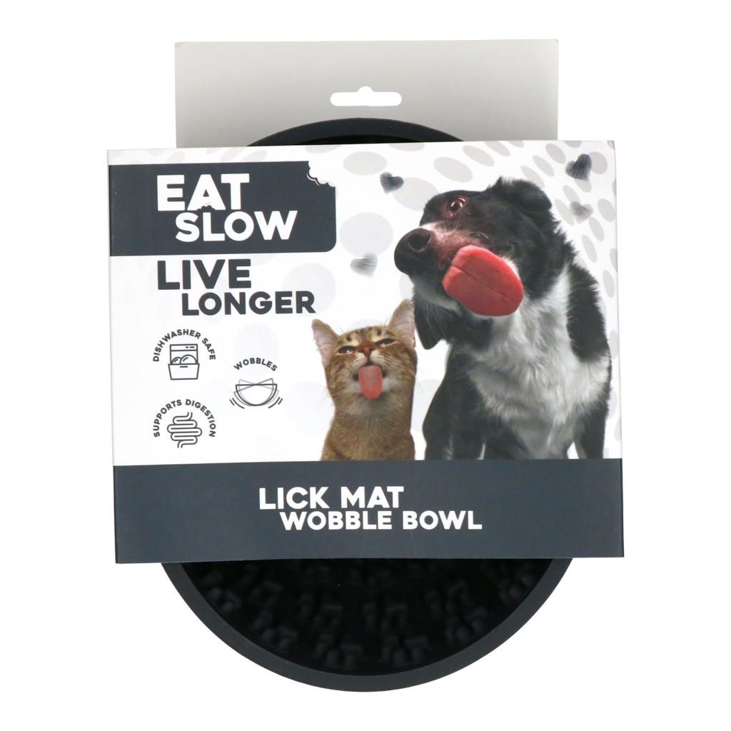 Eat Slow Live Longer Lick Mat Wobble Bowl Grijs - Anti-schrok kom - afbeelding 1