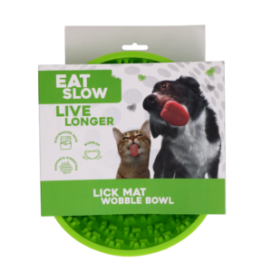 Eat Slow Live Longer Lick Mat Wobble Bowl Groen - Anti-Schrok Kom voor Honden en Katten