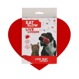 Eat Slow Live Longer Lick Mat Lovely Heart Rood - 19 x 23 cm