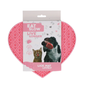 Eat Slow Live Longer Lick Mat Lovely Heart Roze 19 x 23 cm