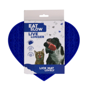 Eat Slow Live Longer Lick Mat Lovely Heart Blauw 19 x 23 cm