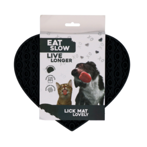 Eat Slow Live Longer Lick Mat Lovely Heart Grijs 19 x 23 cm