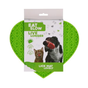 Eat Slow Live Longer Lick Mat Lovely Heart Groen 19 x 23 cm