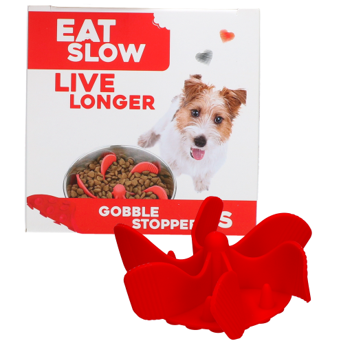 Eat Slow Live Longer Gobble Stopper Rood S - Anti-schrok inzetstuk - afbeelding 1