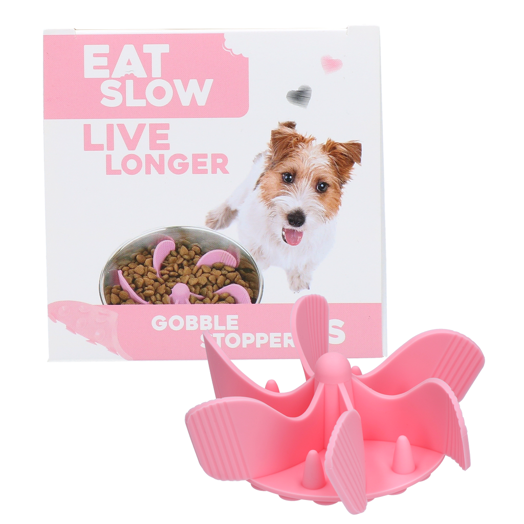 Eat Slow Live Longer Gobble Stopper Roze S - Anti-schrok inzetstuk - afbeelding 1