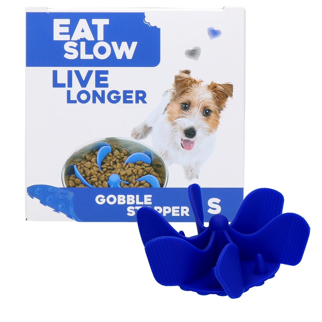 Eat Slow Live Longer Gobble Stopper Blauw S - Anti-Schrok Inzetstuk - afbeelding 1