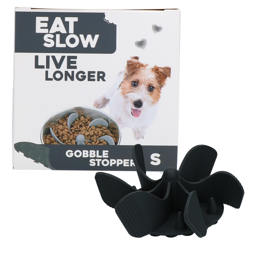 Eat Slow Live Longer Gobble Stopper Grijs S - Anti-schrok inzetstuk - afbeelding 1