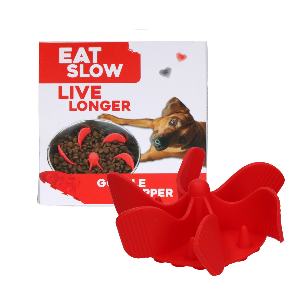 Eat Slow Live Longer Gobble Stopper Rood M - Anti-schrok inzetstuk - afbeelding 1