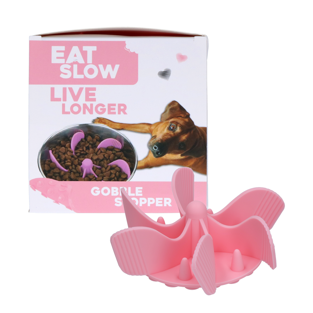 Eat Slow Live Longer Gobble Stopper Roze M - Anti-Schrok Inzetstuk - afbeelding 1