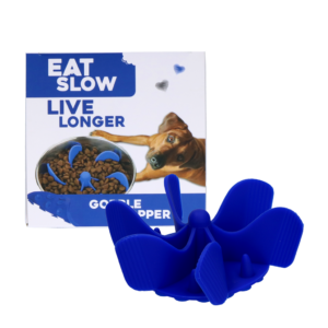 Eat Slow Live Longer Gobble Stopper Blauw M - Anti-schrok inzetstuk