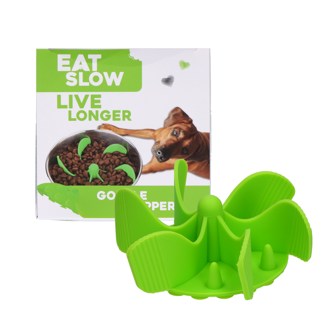 Eat Slow Live Longer Gobble Stopper Groen M - Anti-schrok inzetstuk - afbeelding 1