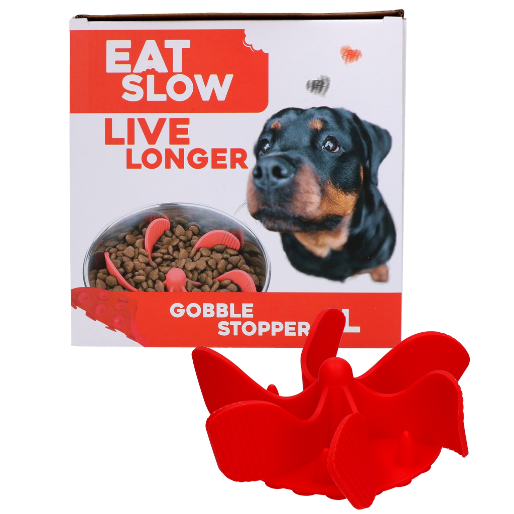 Eat Slow Live Longer Gobble Stopper Rood L - Anti-schrok inzetstuk - afbeelding 1
