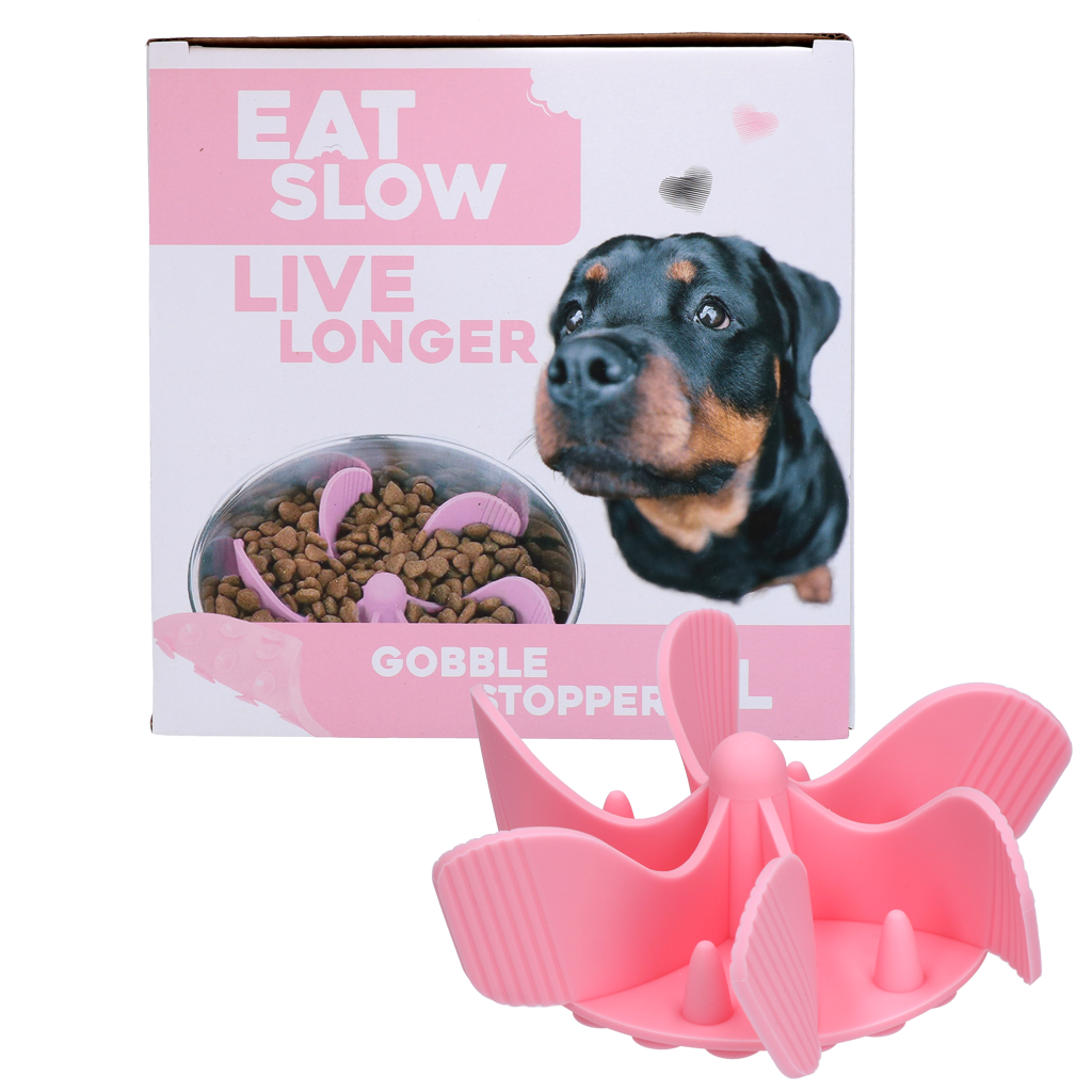Eat Slow Live Longer Gobble Stopper Roze L - Anti-schrok inzetstuk - afbeelding 1