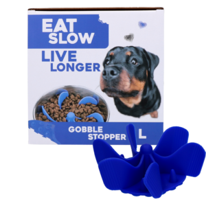Eat Slow Live Longer Gobble Stopper Blauw L - Anti-schrok inzetstuk