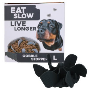 Eat Slow Live Longer Gobble Stopper Grijs L - Anti-schrok inzetstuk