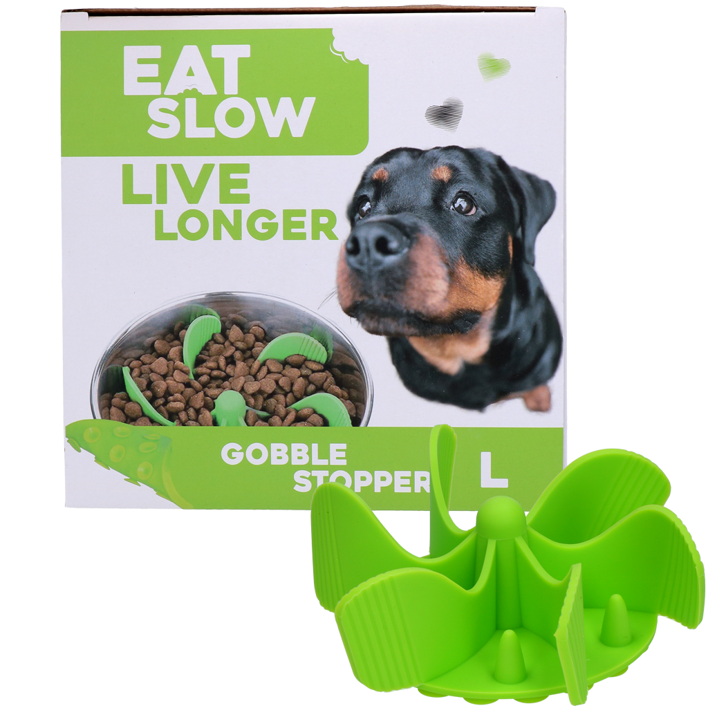 Eat Slow Live Longer Gobble Stopper Groen L - Anti-schrok inzetstuk - afbeelding 1