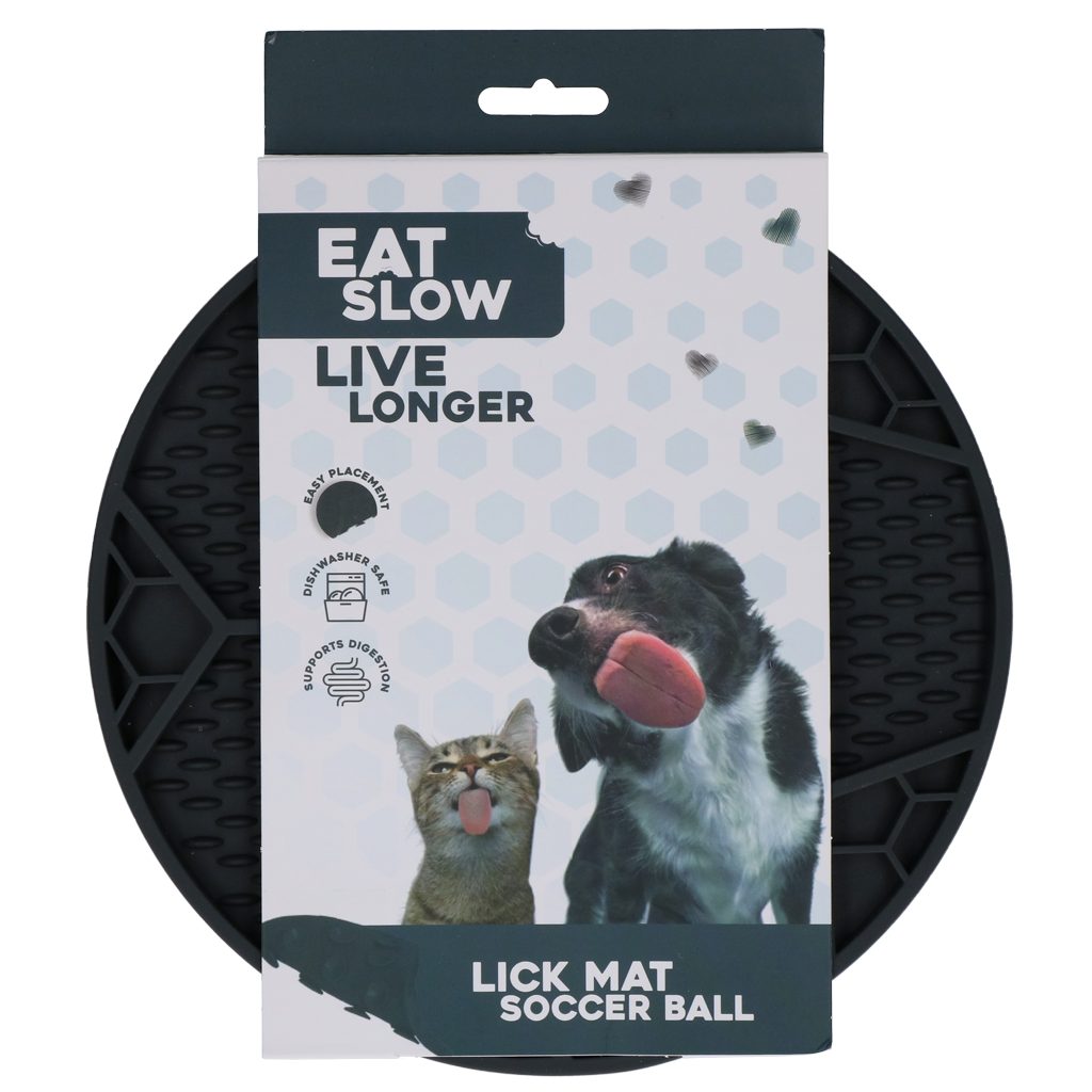 Eat Slow Live Longer Lick Mat Soccer Ball Grijs Ø 22 cm - afbeelding 1