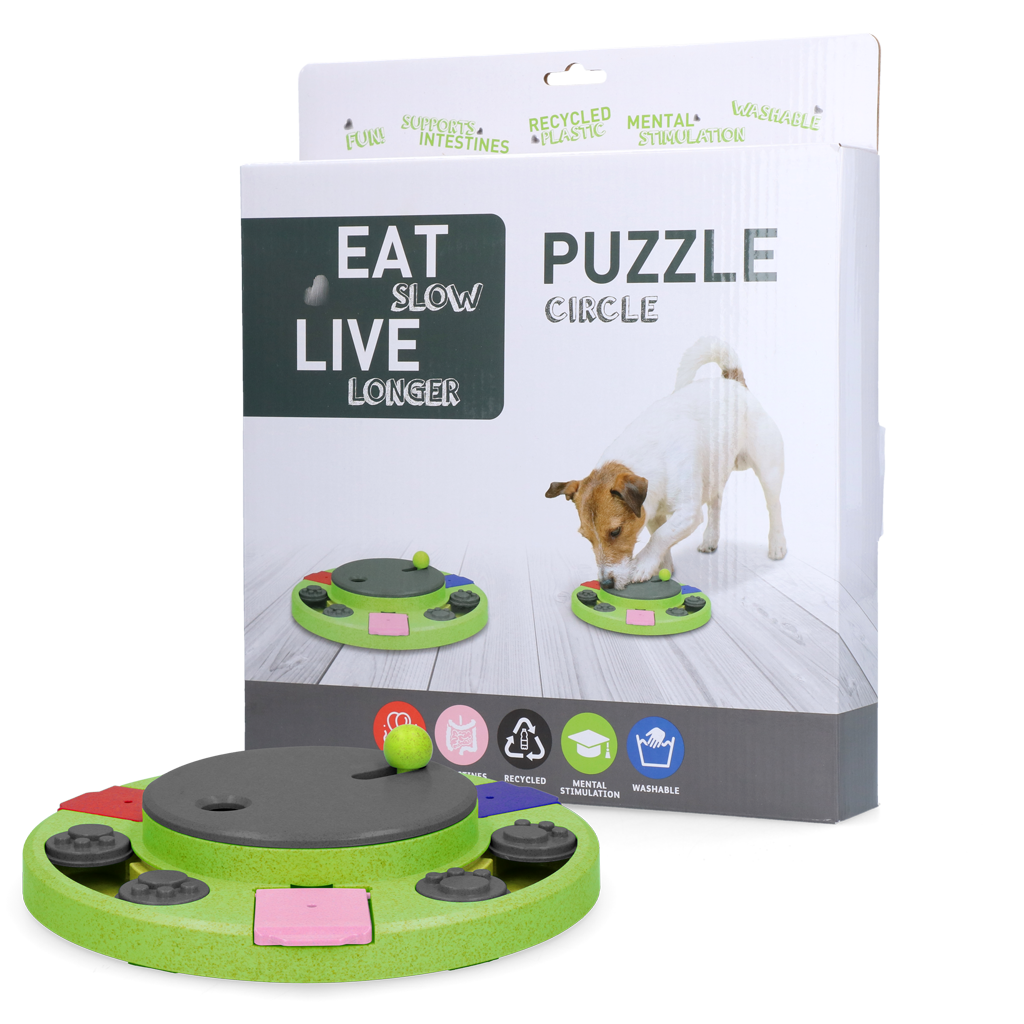 Eat Slow Live Longer Puzzle Circle - Voerpuzzel voor Honden - afbeelding 1