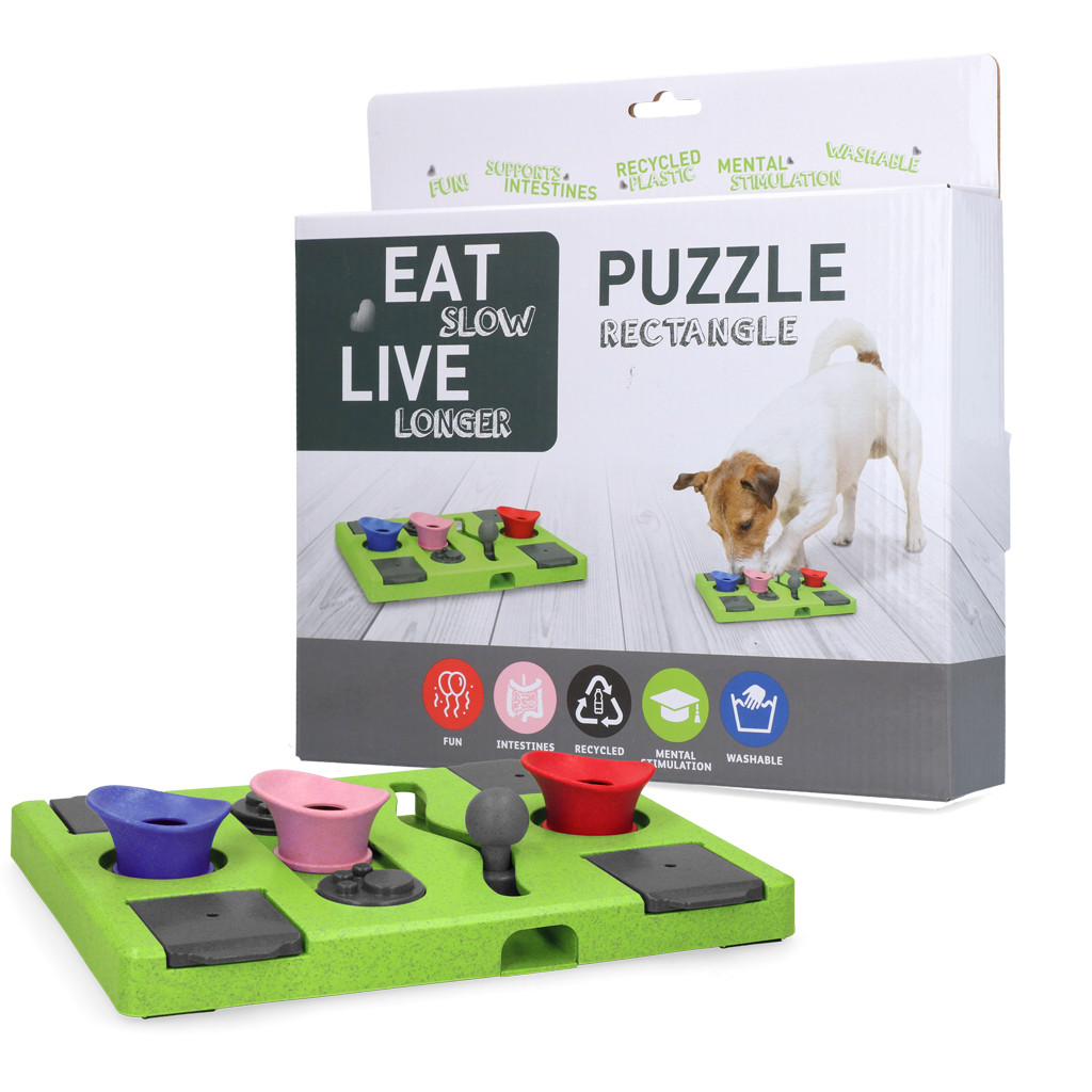 Eat Slow Live Longer Puzzle Rectangle - Voerpuzzel voor Honden - afbeelding 1