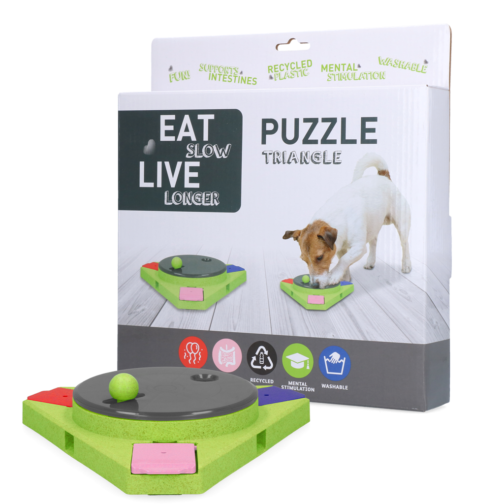 Eat Slow Live Longer Puzzle Triangle - Voerpuzzel voor Honden - afbeelding 1