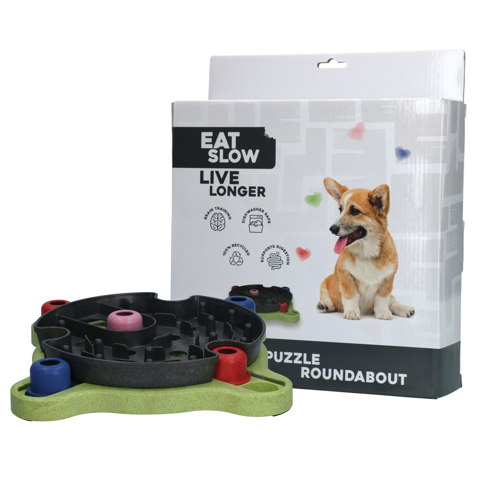 Eat Slow Live Longer Puzzle Roundabout - Voerpuzzel voor Honden - afbeelding 1