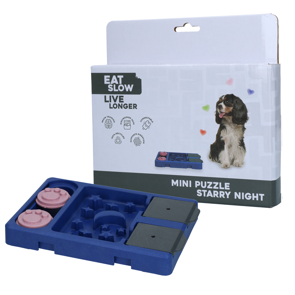 Eat Slow Live Longer Mini Puzzle Starry Night voor kleine honden - afbeelding 1