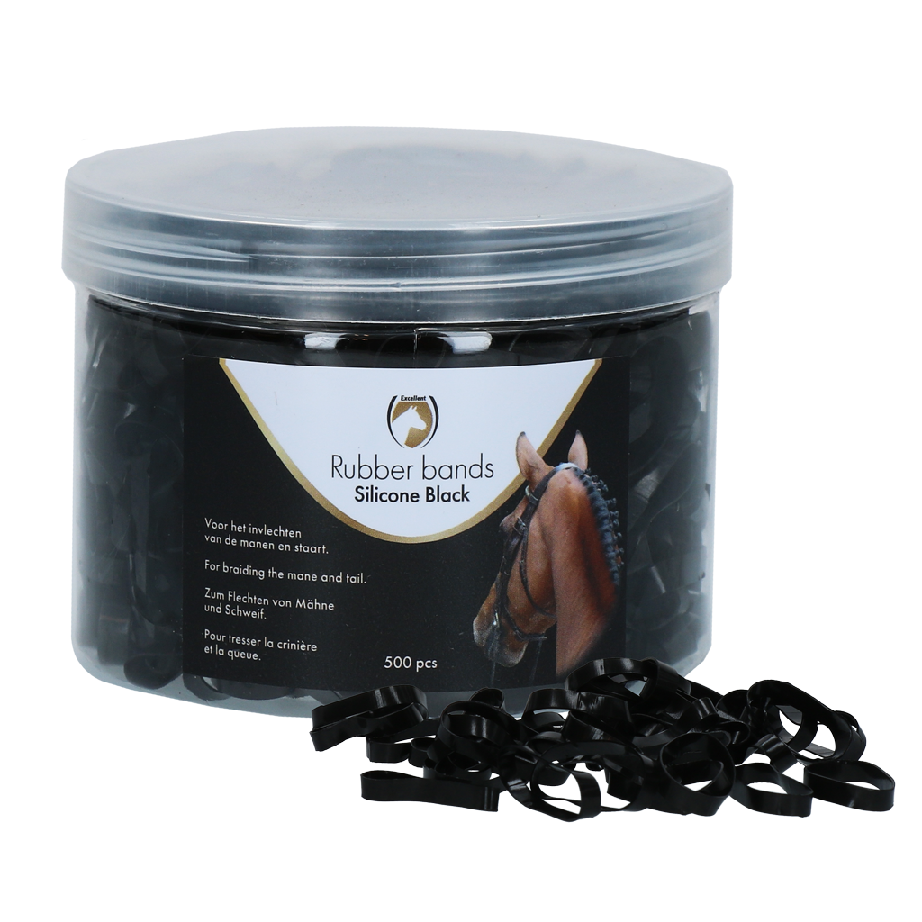 Excellent Horse Rubber Bands Silicone Black - 500 stuks - afbeelding 1