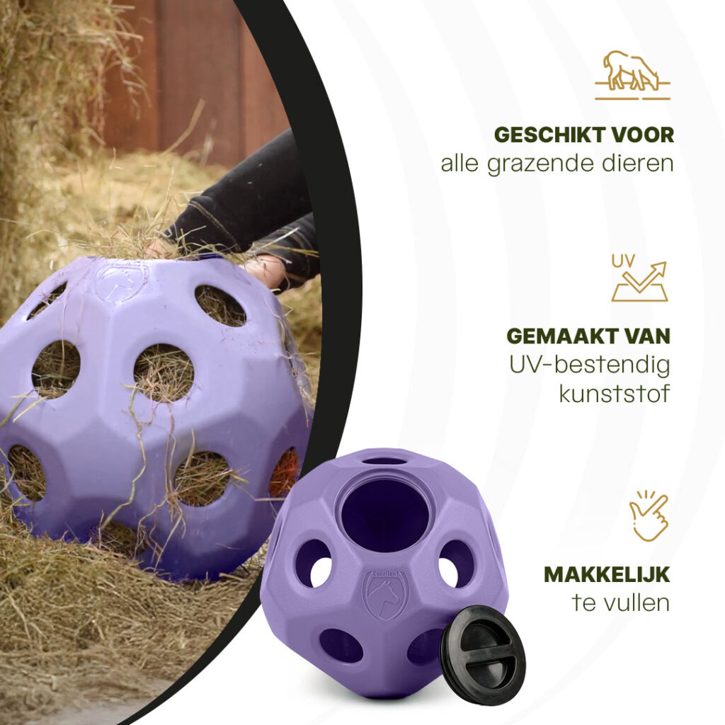 Excellent Horse Feed & Play Ball Paars - Slow Feeder Bal voor Paarden - afbeelding 4