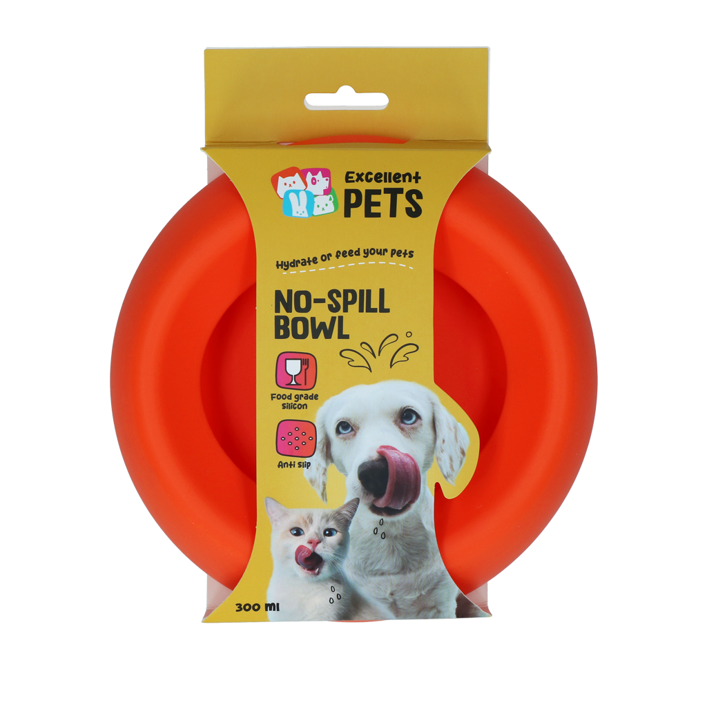 Excellent Pets No-Spill Bowl 300ml Oranje S - Siliconen voer- en drinkbak - afbeelding 1