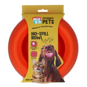 Excellent Pets No-Spill Bowl 800ml Oranje M - Antiknoei Voer- en Drinkbak