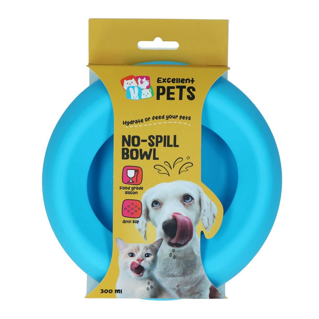 Excellent Pets No-Spill Bowl 300ml Blauw S - Siliconen voer- en drinkbak - afbeelding 1
