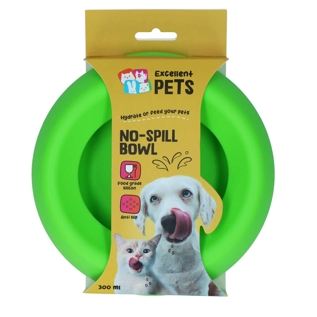 Excellent Pets No-Spill Bowl 300ml Groen S - Antiknoei voer- en drinkbak - afbeelding 1