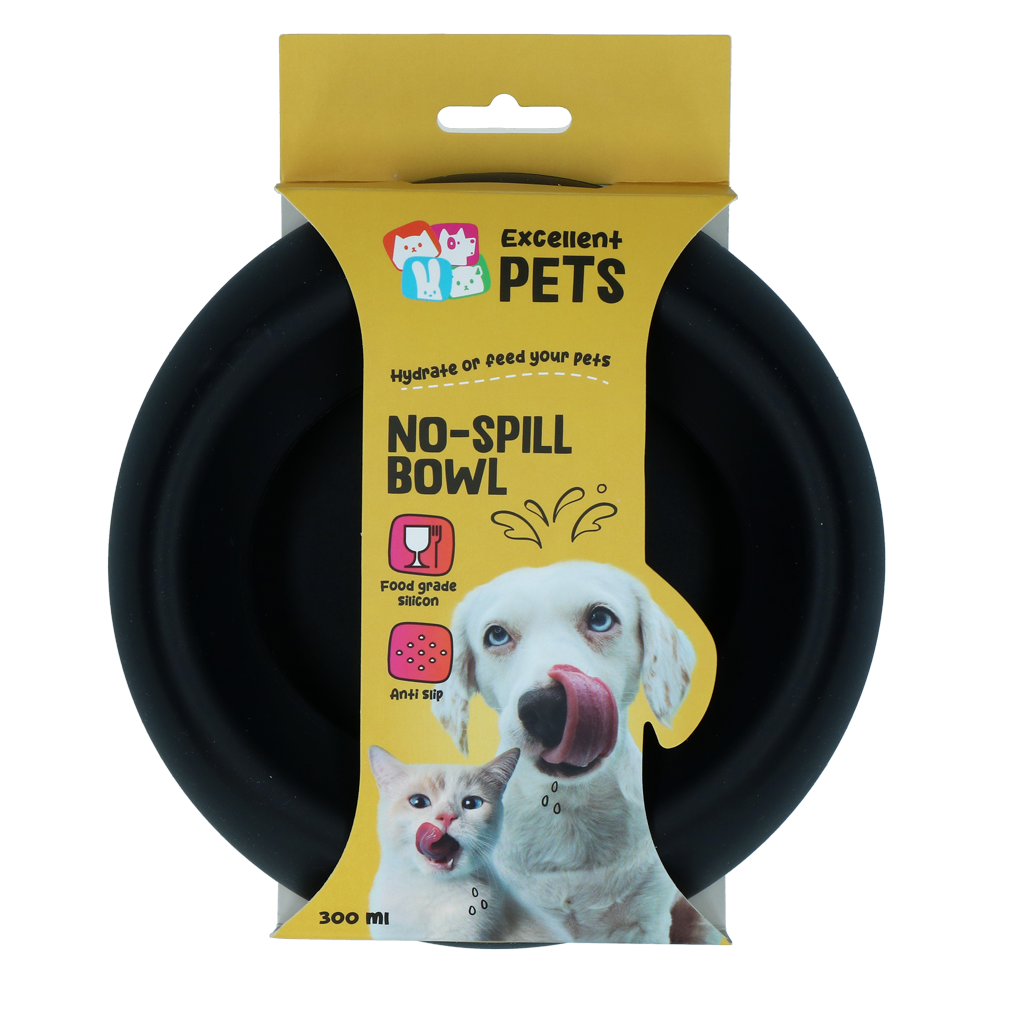 Excellent Pets No-Spill Bowl 300ml Antraciet S - Siliconen voer- en drinkbak - afbeelding 1