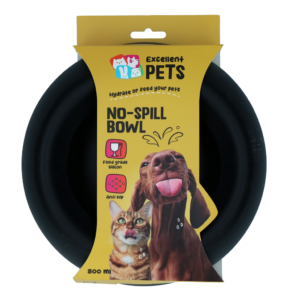 Excellent Pets No-Spill Bowl 800ml Antraciet M - Siliconen voer- en drinkbak