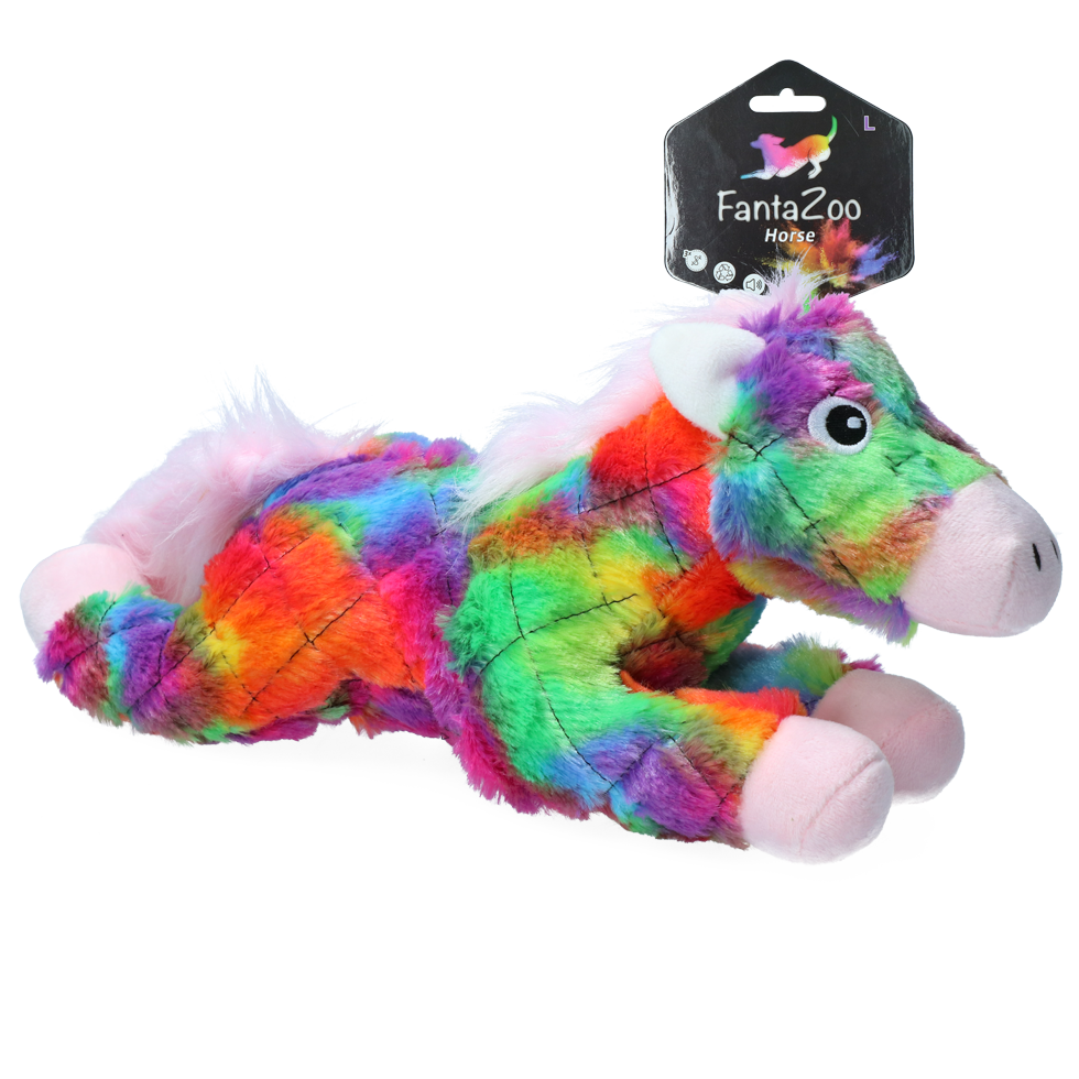 FantaZoo Horse - L - Vrolijk gekleurde knuffel voor honden - afbeelding 1