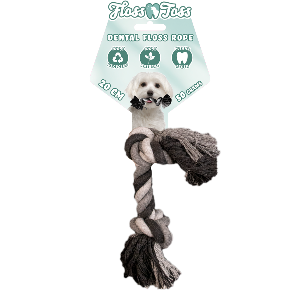 Floss Toss Dental Rope 2 Knot - 20 cm - Natuurlijk Katoen - afbeelding 1