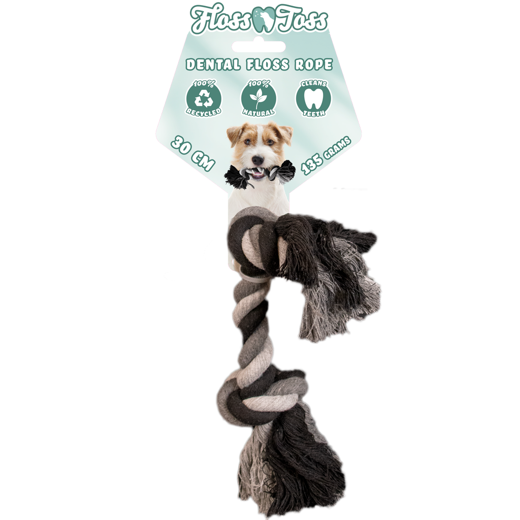 Floss Toss Dental Rope 2 Knot - 30 cm - Natuurlijk Katoen - afbeelding 1